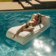 Fabric Covered Pool Float - Cream Sunbed Lounger